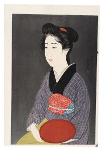 Hashiguchi Goyo / Waitress with a Red Tray (Portrait of Onao, a Maid at the Matsuyoshi Inn, Kyoto)