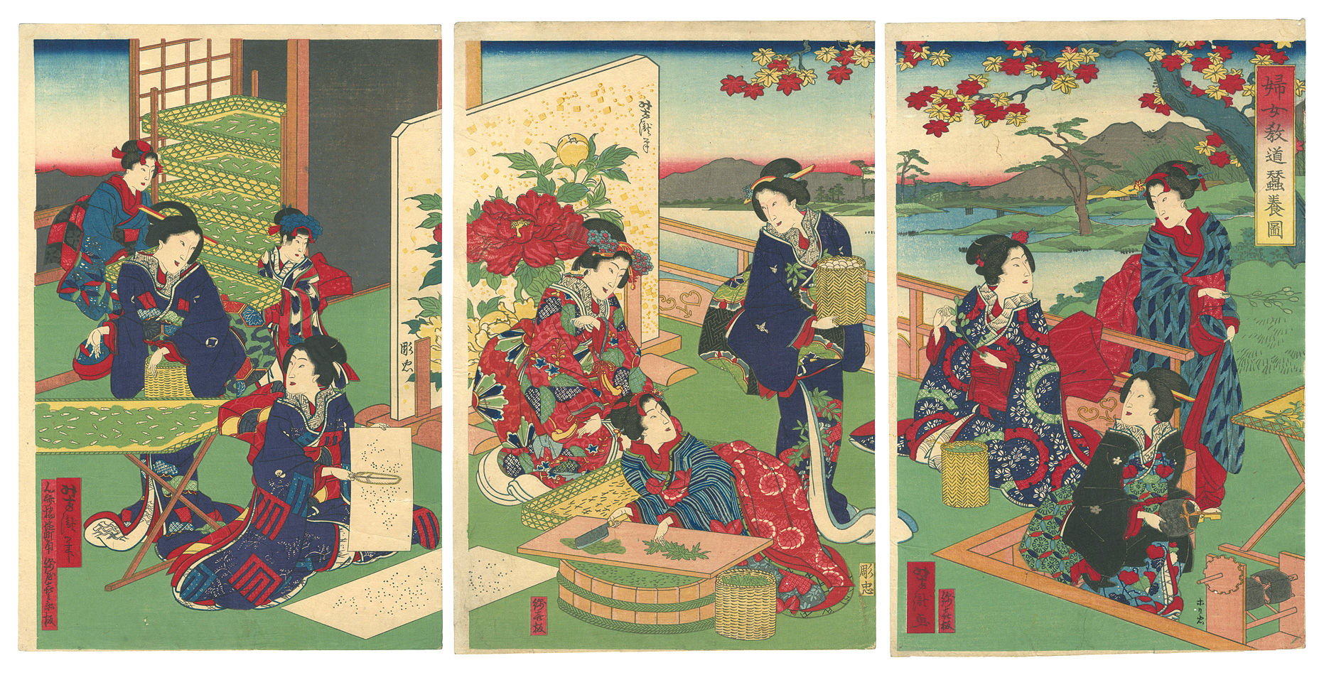 Yoshitaki “Women's Customs: Silkworm Cultivation”