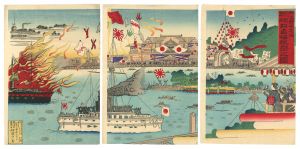 於上野不忍池 旅順口占領祝祭之図