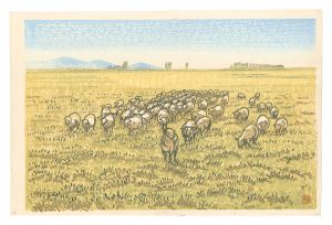 Narita Gyokusen / Hanga New One Hundred Views of Japan / Tsukisappu Sheep Breeding Yard, Sapporo