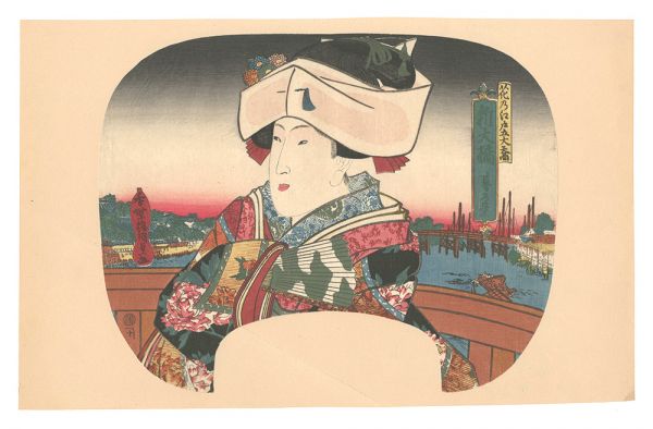Kunisada I “Five Great Bridges in Edo / Spring View at Shin-Ohashi Bridge”