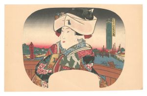 Kunisada I / Five Great Bridges in Edo / Spring View at Shin-Ohashi Bridge [花の江戸五大橋　新大橋 春の景]