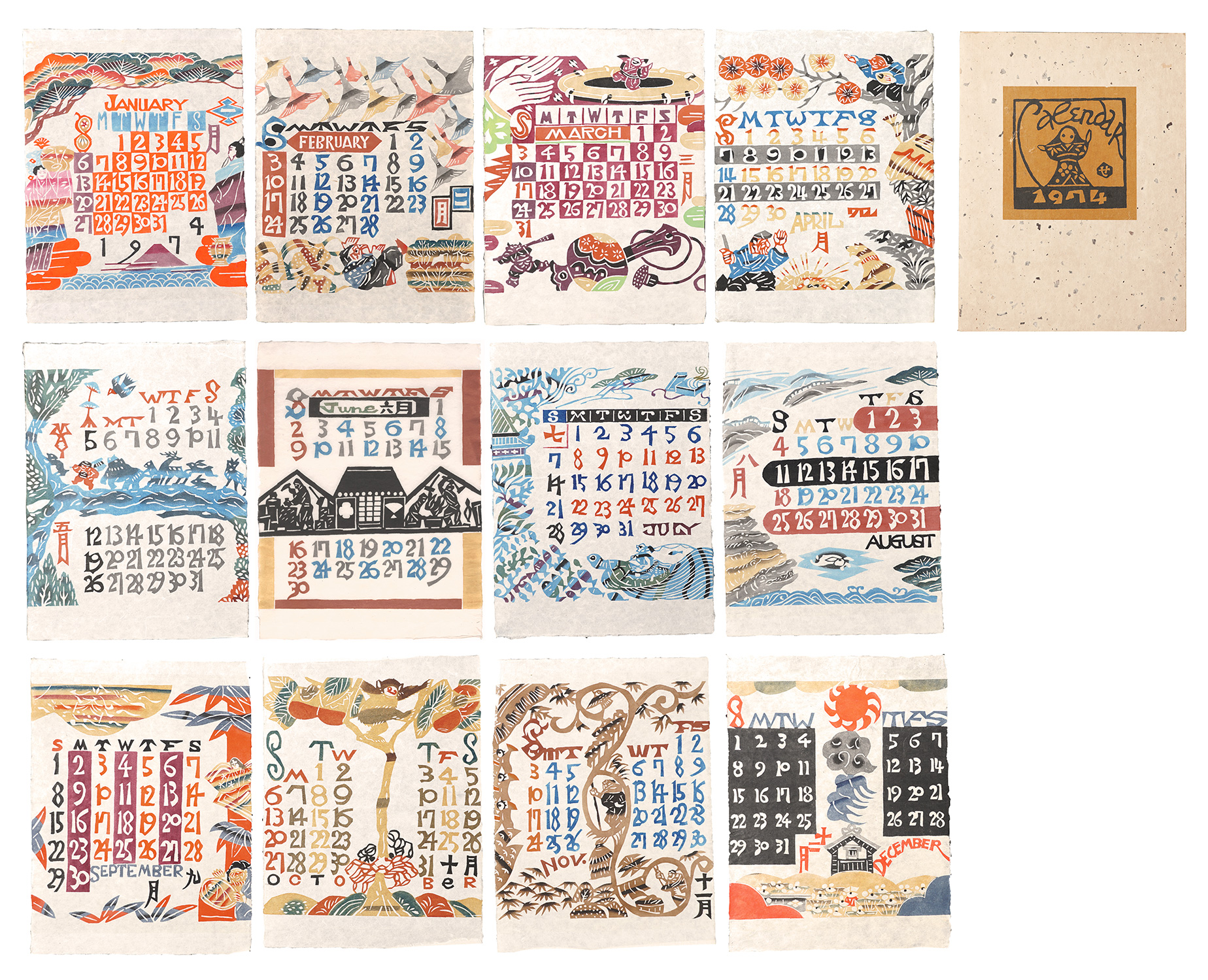 Serizawa Keisuke “Serizawa Keisuke Calendar for 1974”