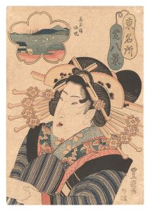 豊国二代「東名所芝八景　高名輪帰帆」