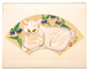 春日部たすく「自筆画色紙　露草」