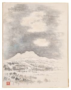 西田亨「自筆画色紙　雪　妙高」