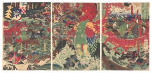 Yoshitsune Jumps Across Eight Boats at the Battle of Dan-no-ura, Yashima