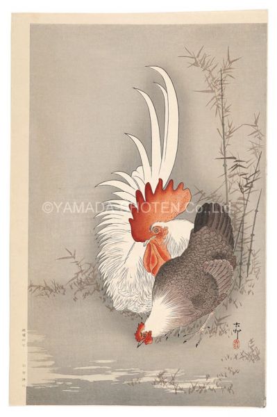 Ohara Koson(Shoson) “Rooster and Hen (tentative title)”