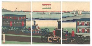 Yoshitora / Picture of Steam Locomotives Traveling [蒸気車陸道通行之図]