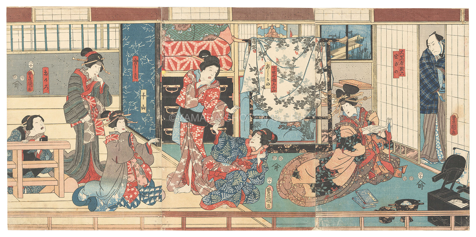 Toyokuni III “Kabuki Play: Kana Kyodai Musume no Adauchi”