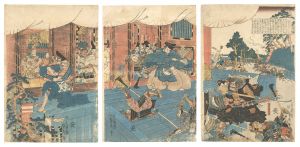 貞秀「元暦元年二月一の谷ニ源平大に戦…」