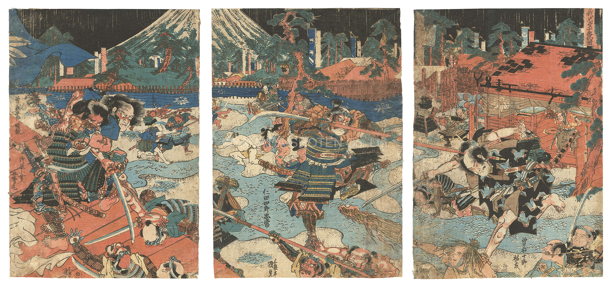 Kunisada I “The Soga Brothers Kill Ten Warriors”