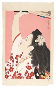 現代美人風俗五態　追羽根