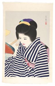 現代美人風俗五態　夏たけて