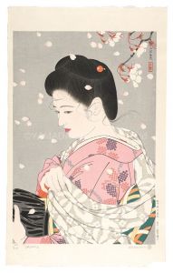 Shimura Tatsumi / Five Customs of Modern Beauties / Shower of Blossoms
