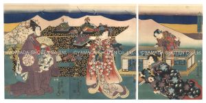 Toyokuni III / A Doll Couple with Slender Eyebrows Like Peach Blossoms [雛女夫桃の細眉]