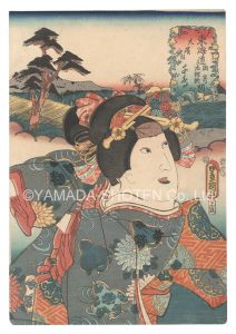Toyokuni III / Actors for the Fifty-three Stations of the Tokaido Road / O'hamamura, between Okazaki and Chiryu: Chidori [役者見立東海道五十三駅　岡崎池鯉鮒間 大浜村 千鳥]