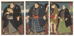 豊国三代「一つ目ノ橋関取場所行之図」