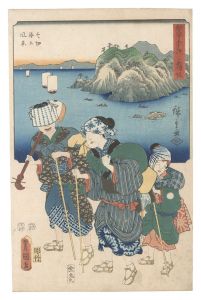 広重初代 豊国三代「双筆五十三次　舞坂 今切海上風景」