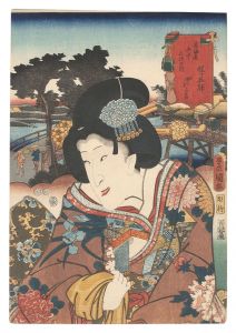 Toyokuni III / Actors for the Fifty-three Stations of the Tokaido Road / Hodogaya: Okaru [役者見立東海道五十三駅　程ヶ谷駅 奴おかる]