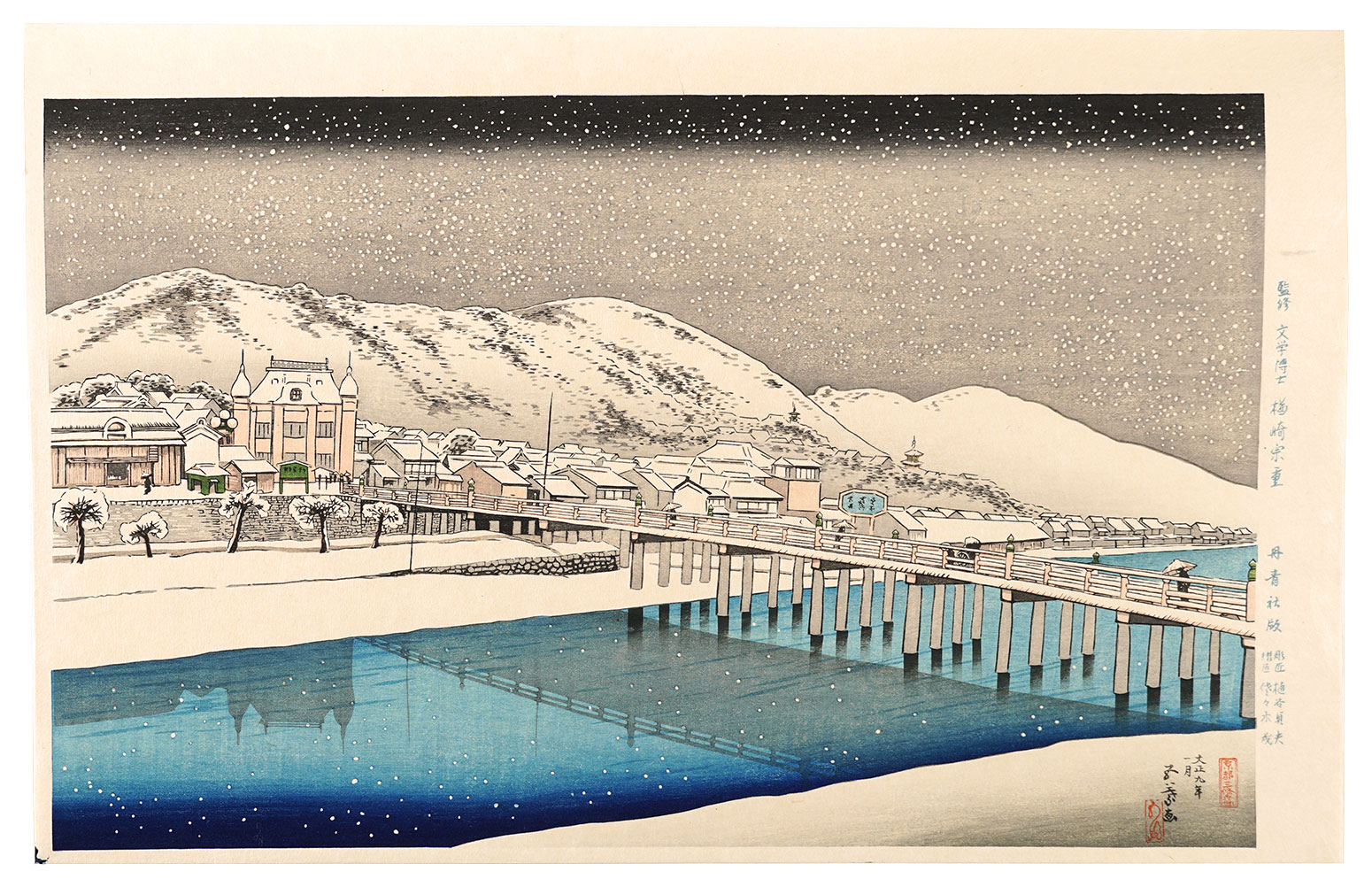 Hashiguchi Goyo “The Great Bridge at Sanjo in Kyoto【Reproduction】”