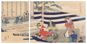 Chikanobu / Chiyoda Outer Palace / Shogun Observing Court Proceedings in Fukiage Garden [千代田之御表　於吹上公事上聴ノ図]