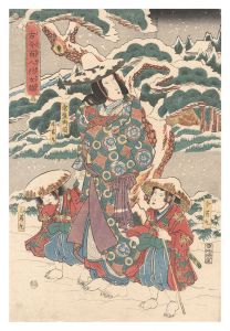 Kuniyasu / Mirror of One Hundred Exemplary Women, Ancient and Modern / Tokiwa Gozen [古今百人列女鏡　常盤御前]
