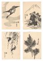 Four bicolor ukiyo-e