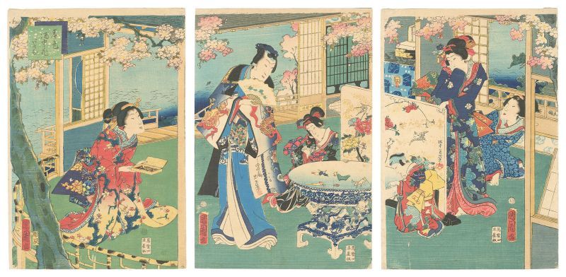 国周「春色酒中花あそび」