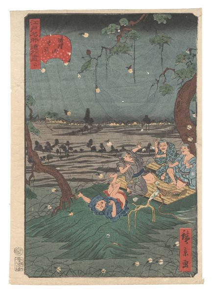 Hirokage “Comical Views of Famous Places in Edo / No. 20: Listening to Crickets at Dokan Hill”
