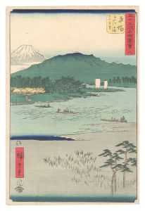 広重初代「五十三次名所図会　八 平塚 馬入川舟渡し 大山遠望」