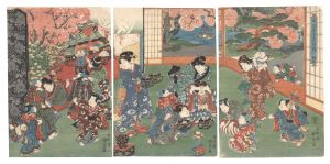 国貞初代「風流古今十二月ノ内　弥生」
