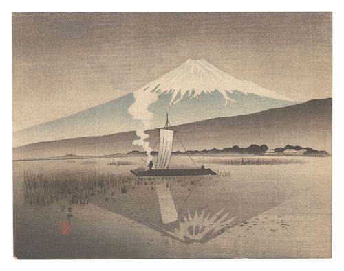 小原古邨（祥邨）「逆さ富士（仮題）」