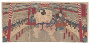 Kuniaki II / Imperial Viewing of Sumo Wrestling at Enryokan [御浜延遼館於テ天覧角觝之図]