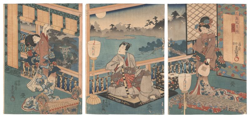 Toyokuni III “Flowers and Birds, Wind and Moon / Moon”