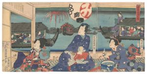 Kunisada II / Portrait of Genji Enjoying the Evening Cool [源氏姿涼の図]