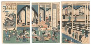 芳員「横浜港崎廓岩亀楼異人遊興之図」