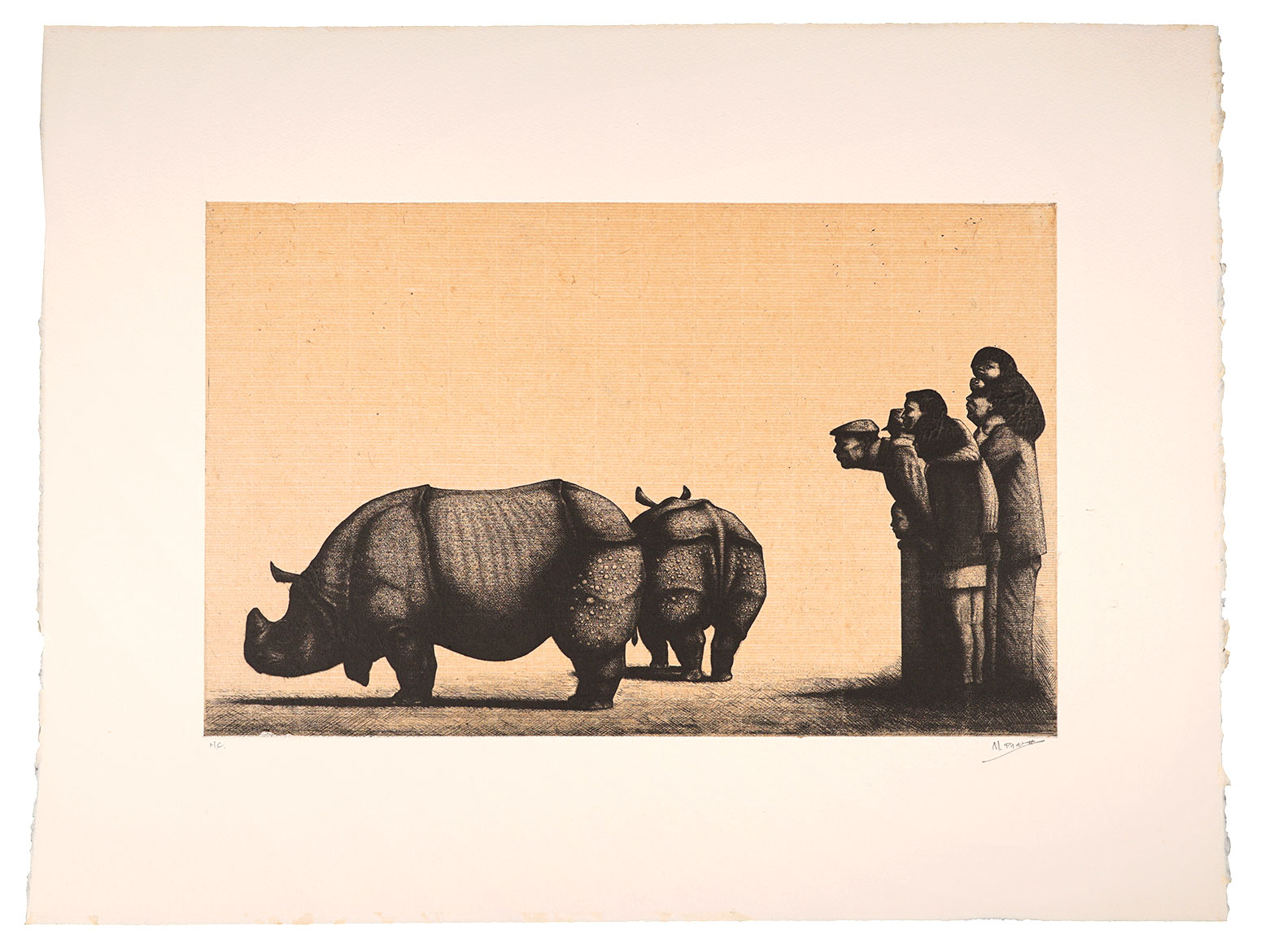 Aigasa Masayoshi “At a Zoo: People Watching Rhinoceros”
