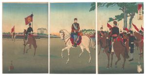 清親「観兵式御幸之図」