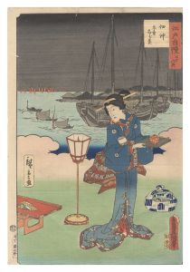 Toyokuni III and Hiroshige II / The Pride of Edo: Thirty-six Scenes / Famous Whitebait in Tsukuda Bay [江戸自慢三十六興　佃沖名産しら魚]