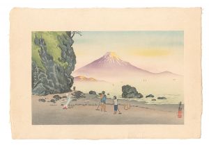 清親「駿河興津朝の富士」