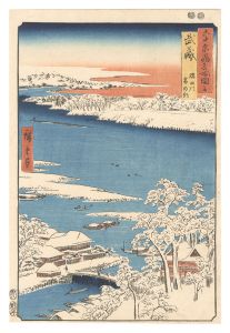 六十余州名所図会　武蔵 隅田川雪の朝