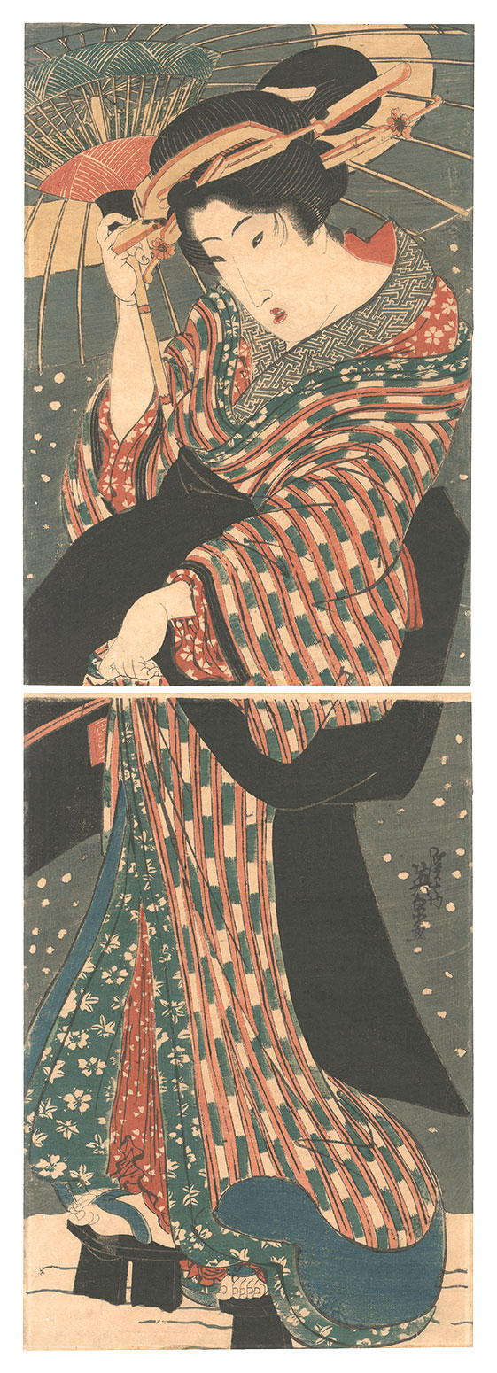 英泉「雪中美人（仮題）」