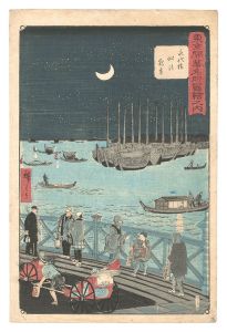 広重三代「東京開華名所図絵之内　永代橋 佃の夜景」