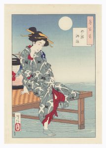 Yoshitoshi / One Hundred Aspects of the Moon / Cooling Off at Shijo【Reproduction】 [月百姿　四條納涼【復刻版】]