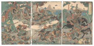 Kunihisa II / Takatsuna Gains Renown for Fighting a Rearguard Action at Ishibashiyama [石橋山高綱後殿高名図]