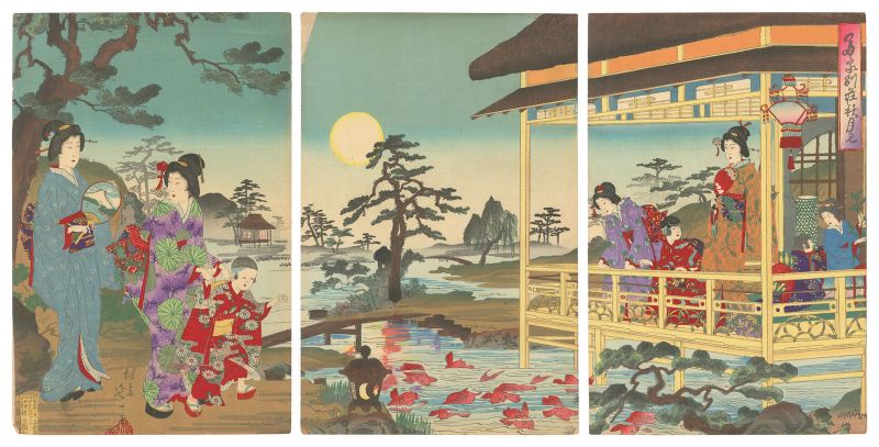 延一「富家別荘秋月見」