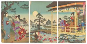 Nobukazu / Moon Viewing at the Villa of a Wealthy Family in Autumn [富家別荘秋月見]