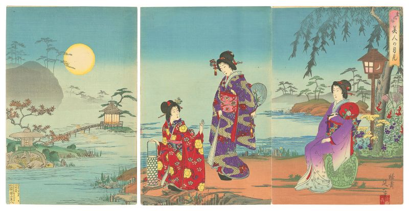 Nobukazu “Eastern Customs: Women Viewing the Moon”
