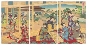 周延「貴婦人養蚕之図」
